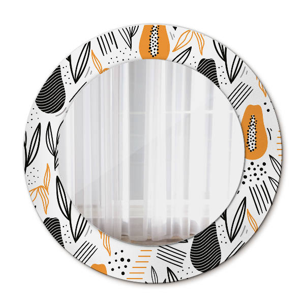 Espelho circular decorativo de parede Padrão papaia