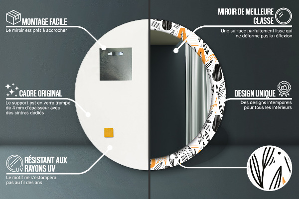 Espelho circular decorativo de parede Padrão papaia