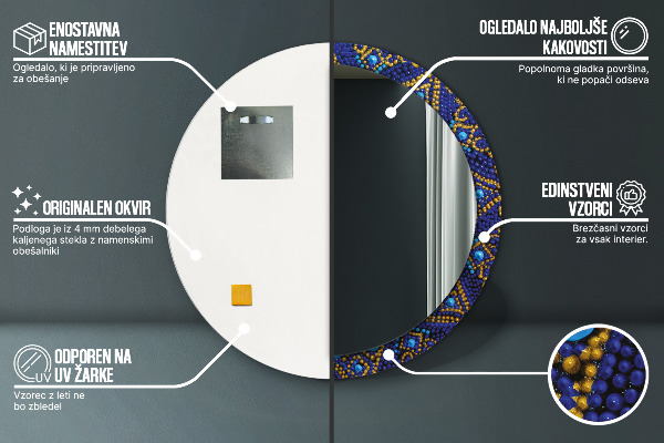 Espelho circular decorativo de parede Composição decorativa