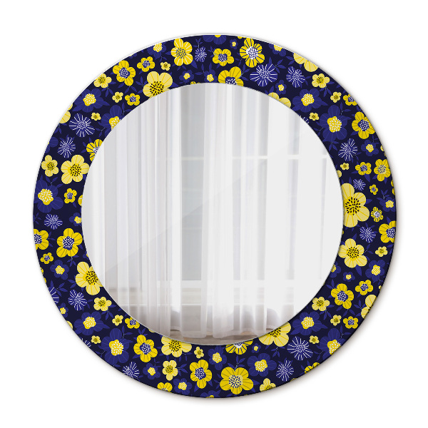 Espelho circular de parede decorativo Pequenas flores doces