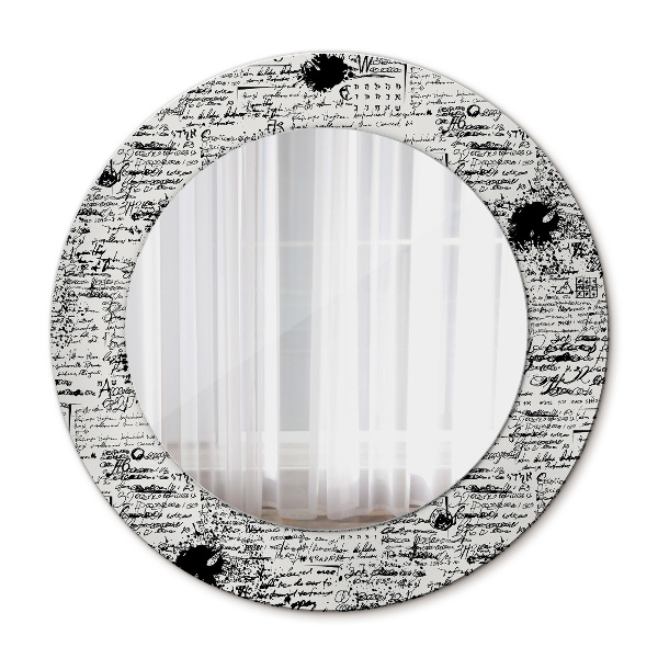 Espelho circular de parede decorativo Padrão de rabiscos