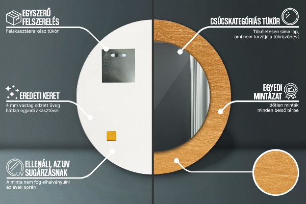 Espelho de parede circular decorativo Superfície metálica