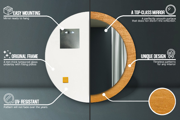 Espelho de parede circular decorativo Superfície metálica