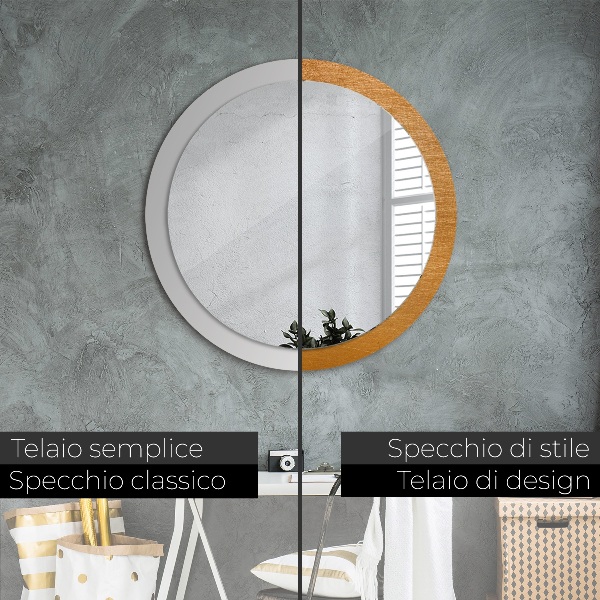 Espelho de parede circular decorativo Superfície metálica