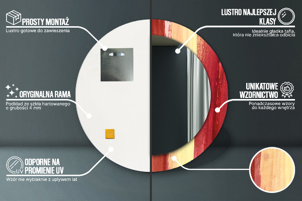 Espelho com moldura impressa redondo Imagem abstrata