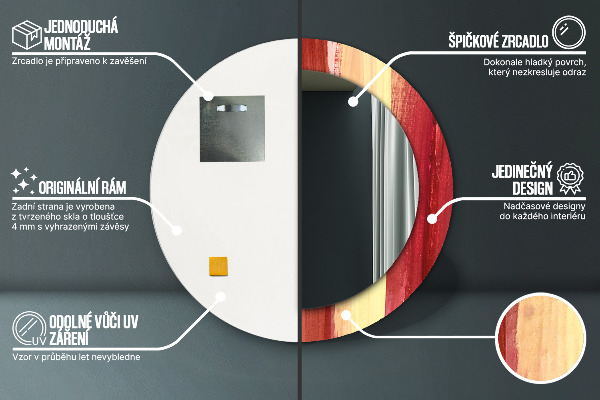 Espelho com moldura impressa redondo Imagem abstrata