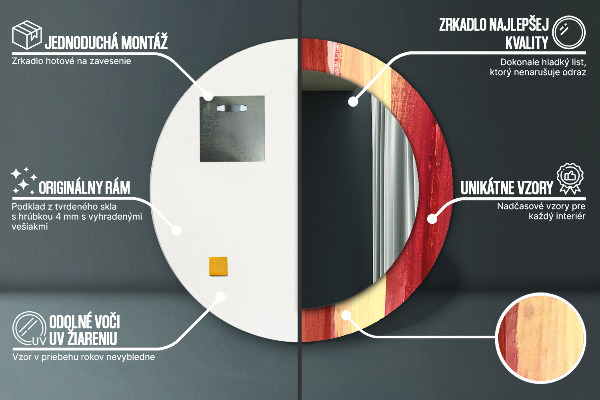 Espelho com moldura impressa redondo Imagem abstrata