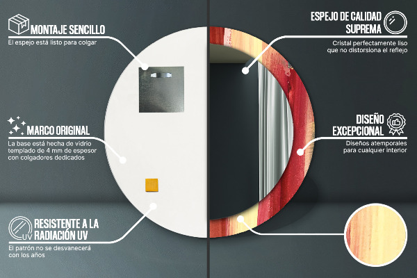 Espelho com moldura impressa redondo Imagem abstrata