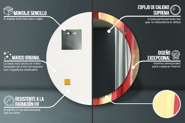 Espelho com moldura impressa redondo Imagem abstrata