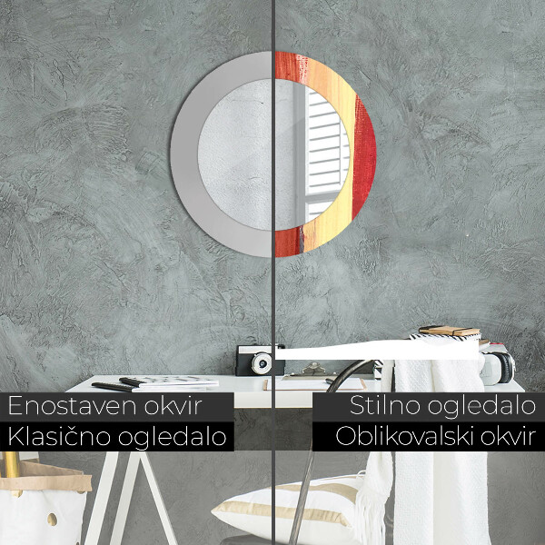 Espelho com moldura impressa redondo Imagem abstrata