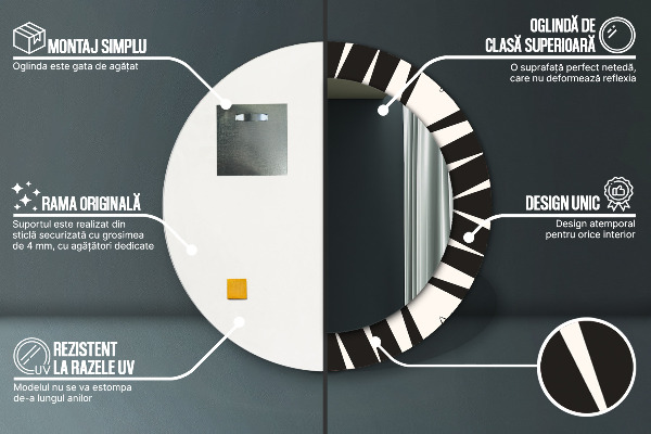Espelho de parede circular decorativo Abstração geométrica