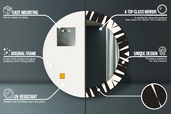 Espelho de parede circular decorativo Abstração geométrica