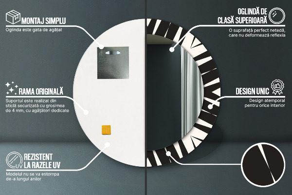 Espelho de parede circular decorativo Abstração geométrica