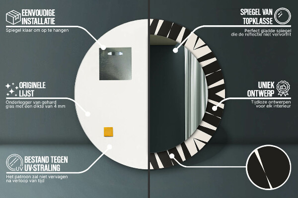 Espelho de parede circular decorativo Abstração geométrica