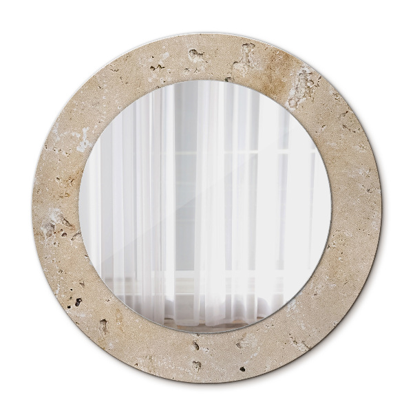Espelho de parede circular decorativo Pedra natural