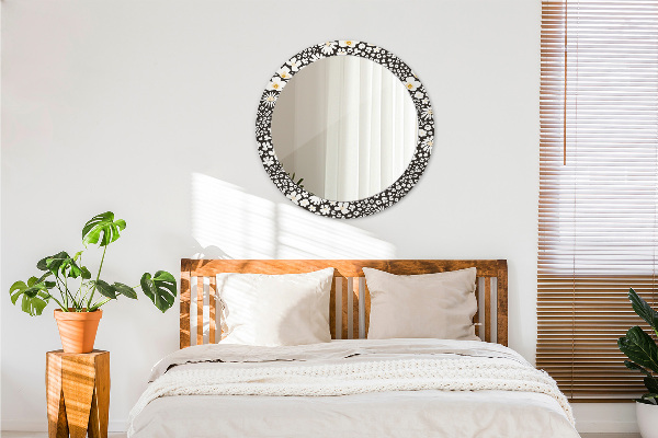 Espelho circular de parede decorativo Margaridas de marfim