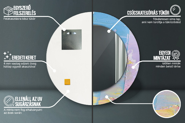 Espelho com moldura impressa redondo Textura de tinta a óleo