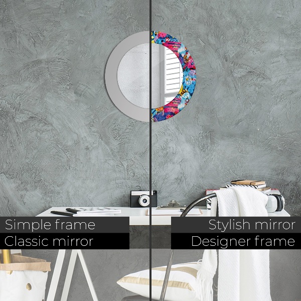 Espelho circular de parede decorativo Rabiscos coloridos