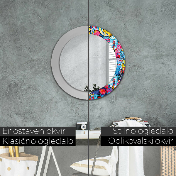 Espelho circular de parede decorativo Rabiscos coloridos