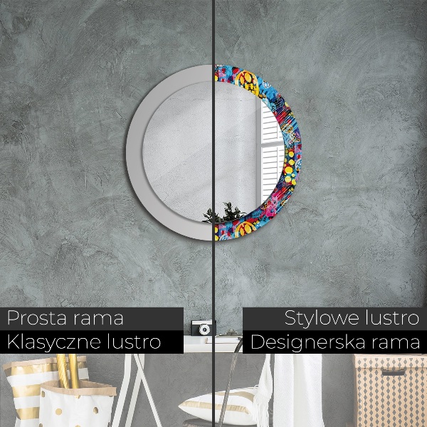 Espelho circular de parede decorativo Rabiscos coloridos