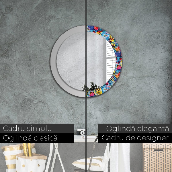 Espelho circular de parede decorativo Rabiscos coloridos
