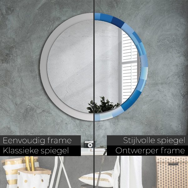 Espelho circular decorativo de parede Azul abstrato