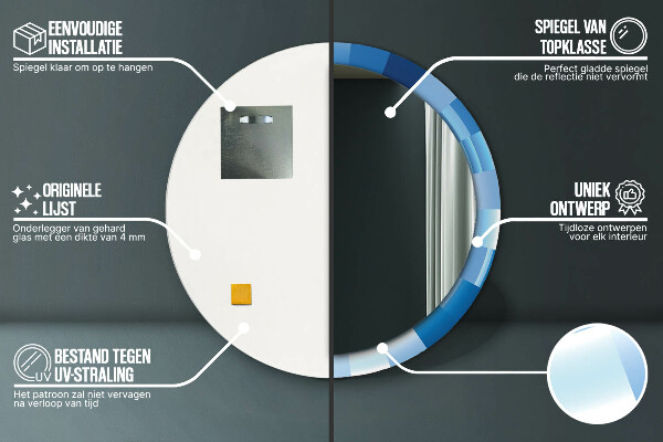 Espelho circular decorativo de parede Azul abstrato