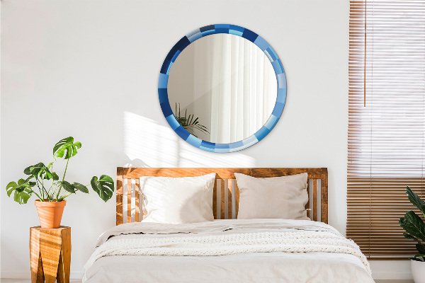 Espelho circular decorativo de parede Azul abstrato