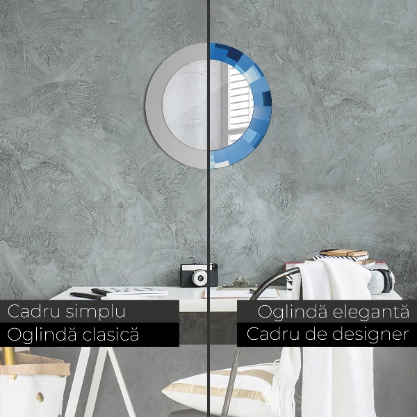 Espelho circular decorativo de parede Azul abstrato