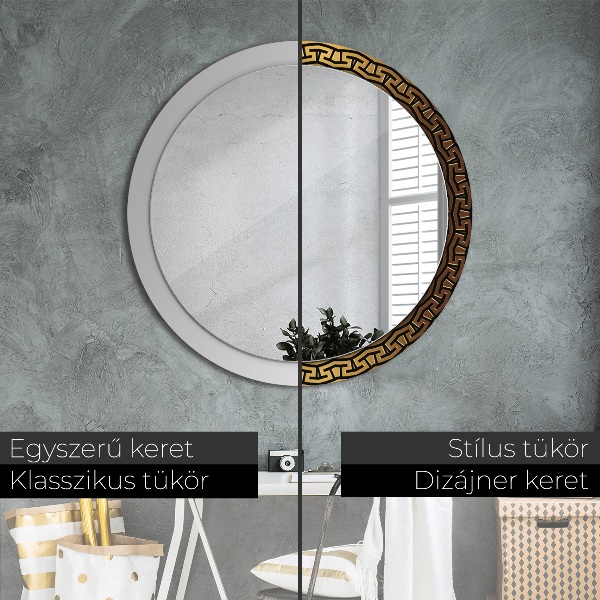 Espelho circular de parede decorativo Ornamento grego