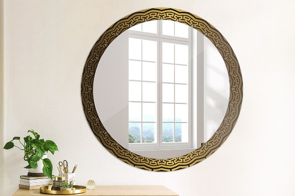 Espelho circular de parede decorativo Ornamento grego