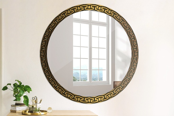 Espelho circular de parede decorativo Ornamento grego