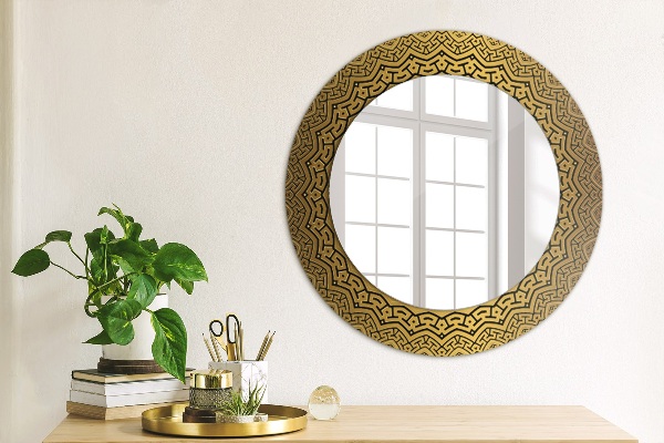Espelho circular de parede decorativo Ornamento grego