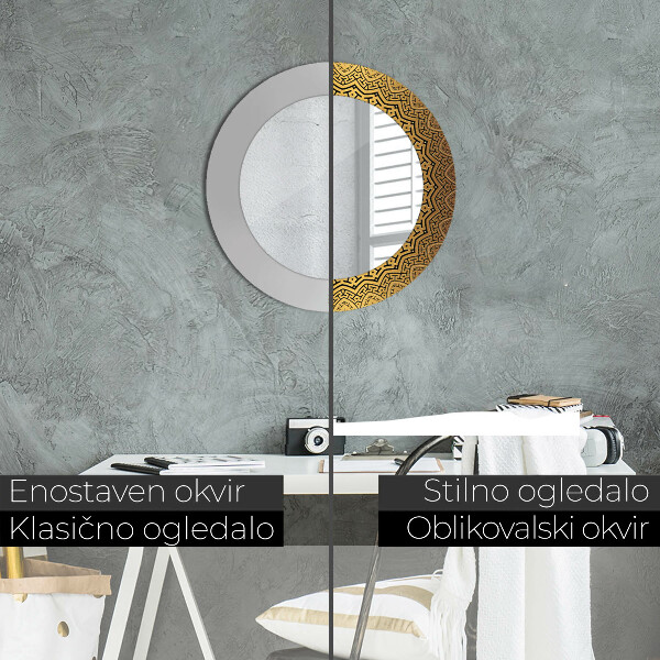 Espelho circular de parede decorativo Ornamento grego