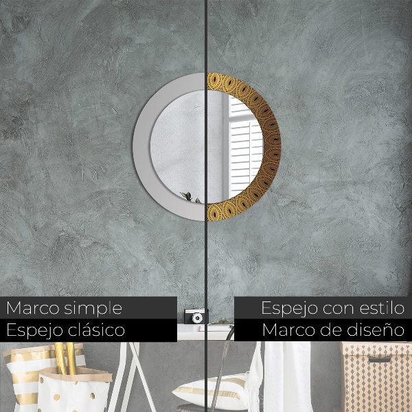Espelho circular de parede decorativo Ornamento grego