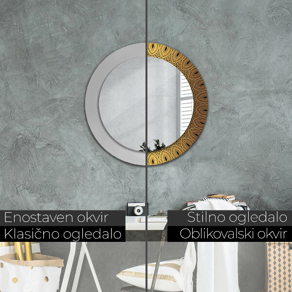 Espelho circular de parede decorativo Ornamento grego