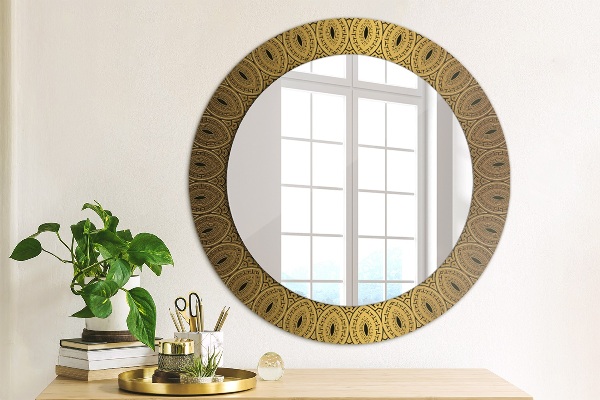 Espelho circular de parede decorativo Ornamento grego