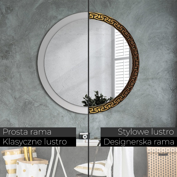 Espelho circular de parede decorativo Ornamento grego