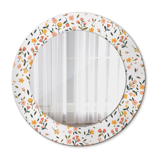 Espelho circular de parede decorativo Pequenas flores doces