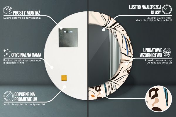 Espelho circular de parede decorativo Flores com um padrão de selva