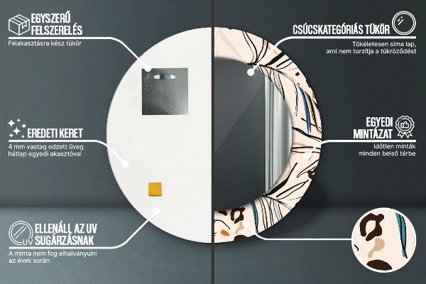 Espelho circular de parede decorativo Flores com um padrão de selva