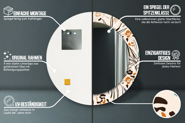 Espelho circular de parede decorativo Flores com um padrão de selva