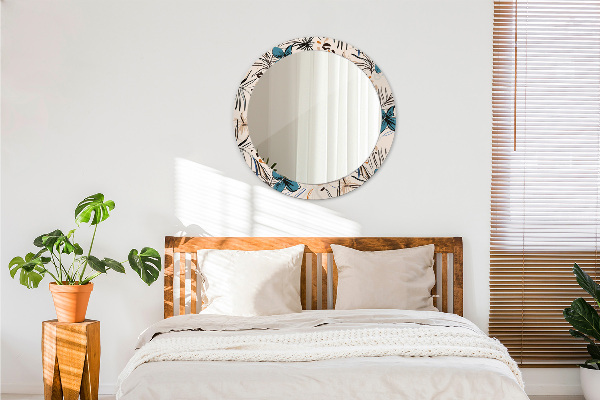 Espelho circular de parede decorativo Flores com um padrão de selva