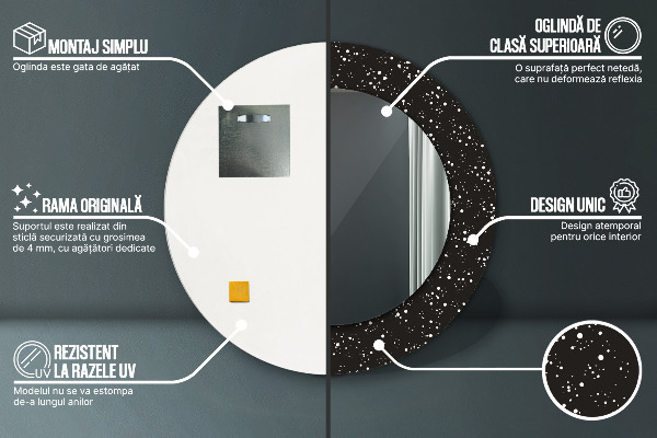 Espelho com moldura impressa redondo Pontos caóticos