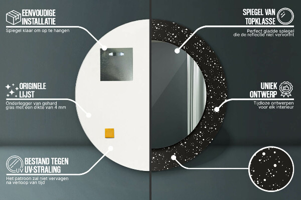 Espelho com moldura impressa redondo Pontos caóticos