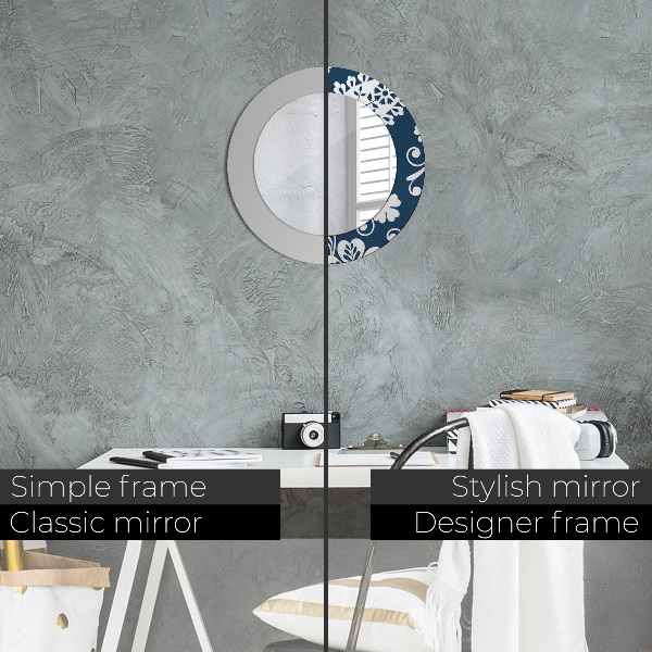 Espelho com moldura impressa redondo Composição paisley