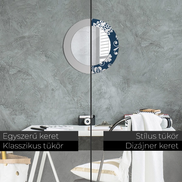 Espelho com moldura impressa redondo Composição paisley