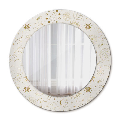 Espelho de parede circular decorativo Padrão místico esotérico