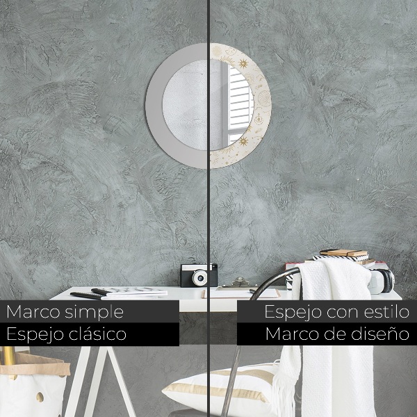Espelho de parede circular decorativo Padrão místico esotérico