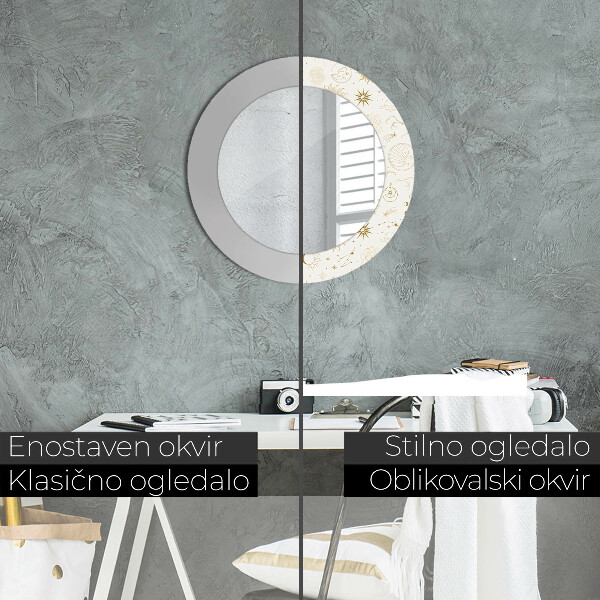 Espelho de parede circular decorativo Padrão místico esotérico